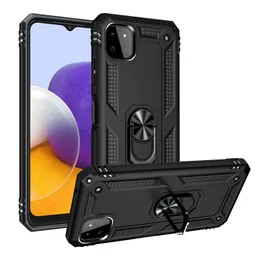 Telefonfodral för Samsung A22 F52 M21 S22 PLU Ultra A13 M52 A53 A73 A33 A23 A43 TPU Hard PC med Kickstand Ring Fall -stötdämpande skyddsskyddsskydd