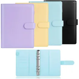 Ring PU Leather Budget Binder Pocards Vintage Notebook Po Kawaii Notepad Personal Diary For Loose Leaf