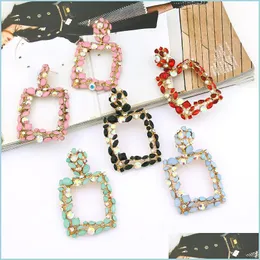 Charm Charm Crystal Stone Big Square Drop Earrings Gold Sier Color Round Round Round For Women Gift Jewelry 102 M2 Delivery 2021 DHSE DHBCV