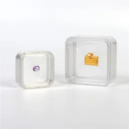 40 x 40 mm Verpackungsboxen, 55 x 55 mm transparente schwimmende Vitrine, Ohrring-Edelsteine, Ringe, Schmuck, Aufhängung, Verpackungsbox, PET-Membran, Ständerhalter