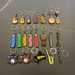 PVC Soft Key Chains Rings التذكارات محاكاة الموسيقية سلاسل المفاتيح الإكسسوارات الغيتار قلادة CAR