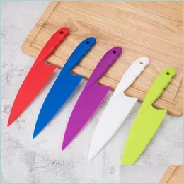 Cake Tools Kids Children Garten Early Education Safety Knife Lete Salad Serrated Plastic Cutter Slicer Cake Bread Tools Drop Delivery Dhqie