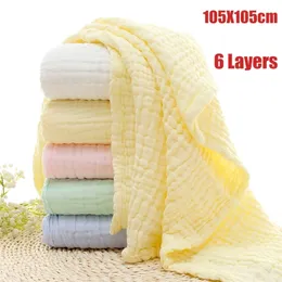 Blankets Swaddling 6 Layers Gauze bath Baby Receiving Blanket Pure cotton bubble muslin Infant Kids Swaddle Sleeping Bedding 220915