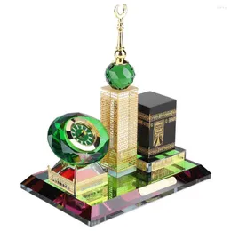 Decorative Figurines Miniature Garden Ramadan Crafts Muslim Kaaba Clock Tower Model Islamic Architecture Handicrafts Home Desktop Decor