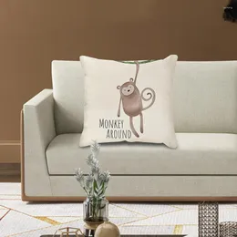 Federa per cuscino Cartoon Animal Kids Federa in cotone e lino Copriletto Set Cuscino per divano Divano Home Decor