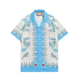 Luksusowe koszule od projektantów moda męska geometryczny nadruk koszula do gry w kręgle hawaje kwieciste koszule na co dzień mężczyźni Slim Fit z krótkim rękawem różnorodność