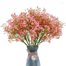 Decorative Flowers 3Bunches 90Heads Babies Breath Artificial Plastic Gypsophila DIY Floral Bouquets Arrangement Wedding Home Decor 52cm