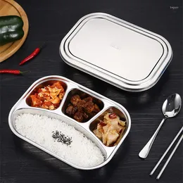 Set di stoviglie 2/3/4 sezioni in acciaio inox diviso piatto da pranzo contenitore vassoio porta pranzo con coperchio per cucina scolastica