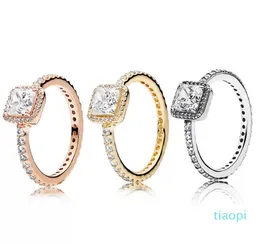 2022 Nytt mode Real 925 Sterling Silver Cz Diamond Ring med logotyp Original Fit Pandora Style 18K Gold Wedding Ring Engagement Smycken för kvinnor
