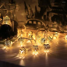 Strings Croled Fairy String Light Maroccan Ball Shape Lampa Iron Dekoracja Lina do salonu Party Festival Festival Warm White