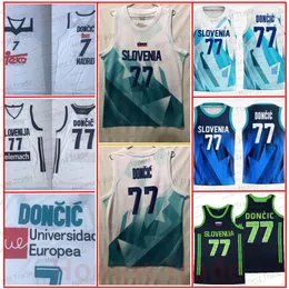 Retro slovenija luka 77 basket tröja 7 madrid vit blå svart herr syrade män tröjor mjukt tyg