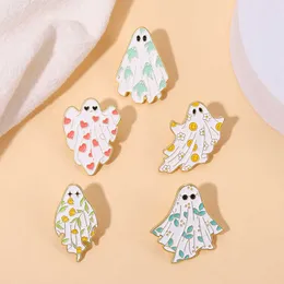 Maple Leaf Ghost Halloween Terror Ghost Brosch Metal Badge Electropating Paint Clothing Accessories