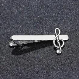 TIE Clips Metal Sier Müzik Tie Clip Erkekler İçin Düğün Kravat Poker Toka Beyefendi Bar Kristal Pim Erkek Hediye Aeagag EO9Z3 981 DROP DELI DHKNV