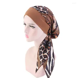 Roupas étnicas Hijab muçulmano Turbano Cap mulheres Impressão de flores Cancer Caps Cabeça Cabeça de cabeça de cabeça estrech Silky Durags Bandanas Long Tail