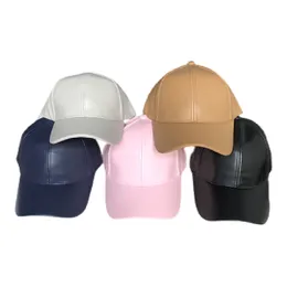 Boll Caps Pu Leather Baseball Cap Macaron Color Duck Tongue Shading Hiphop Hat Men and Women Outdoor Wild 220916