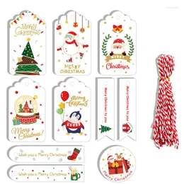 Dekoracje świąteczne 50pcs Wesołych kraft papierowe tagi DIY ręcznie robione etykiety pakowania prezentów Santa Claus Tag z liną