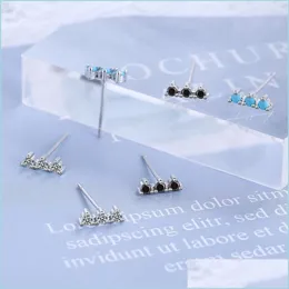 Stud Fashion 925 Sterling Sier Cz Crystal Stud Earing Per le donne Regalo di San Valentino Bianco Nero Blu Drop Delivery 2021 Gioielli Earrin Dhgvs