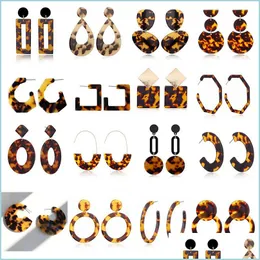 Baumelnde Kronleuchter-Geometrie-Ohrringe, Acryl, Leopardenmuster, Kreis, quadratisch, Ohrstecker, Kunststoff, Damenschmuck, lange Ohrringe, 5 5Xy G2 Dh30H