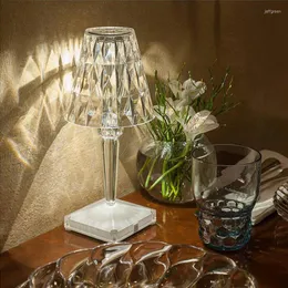 Lámparas de mesa USB diamante lámpara artística decoración luz para Bar dormitorio mesita de noche cristal LED escritorio estudio luces nocturnas iluminación boda