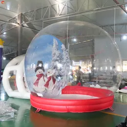 Gratis leverans utomhusaktiviteter 4x3m 5x3m Giant Christmas uppblåsbar snöklot med tunnel till salu