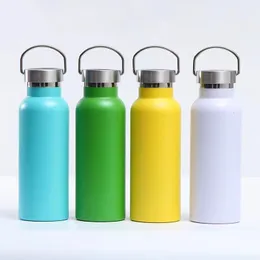 20oz stainless steel sport water bottle with metal lid double wall keep warm drinking kettle outdoor gym cold bottles 0916