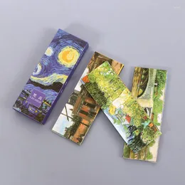 1Box ​​Kawaii van Gogh Paper Bookmark Śliczny wykwintna książka sztuki Znak strony Folder Folder School School Dostawy papiernicze 30 Arkusze/pudełko