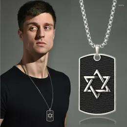Kedjor Magen David Necklace Mens rostfritt stjärnstjärn tagg judisk Israel hebreisk hänge av Salomo talisman amulet islam smycken