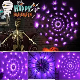 Dekoracja imprezy 1.5m Halloween Spider Web LED LED String Purple Fairy String Light Lamp Lampa Festiwal El Room Decor 220915