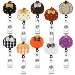 Andra kontorsskolatillförsel L Halloween Thanksgiving Fall Pumpkin Holiday Badge Reels For Nurses Holder Rustic Felt Emb Packing2010 AM2KW