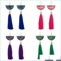 Dangle Chandelier Long Tassel Drop Dangle Earring Versatile Fashion Vanguard Colorf Womens Jewelry Earrings Inlay Gemstone Pendant 3 Dhgo1