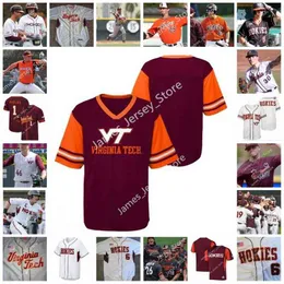 2022 College trägt NCAA Custom Virginia Tech Hokies Baseball Jersey 26 Johnny Oates 18 Chad Pinder 5