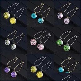 Charm Fashion Summer Flower Earring Woman Dried Flowers Earrings Glass Ball Pressed Dingle Earing Jewelry Gift Wholesale 2918 Drop de DHFPQ