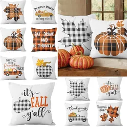 Kuddefodral Thanksgiving Day Case Hello Autumn Cotton Linen Sofa Car Pumpkin Cushion Cover Home Decor 2022 Ankomst
