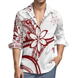 Mäns avslappnade skjortor anpassningsbara fabriksuttag Polynesiska stam lyxdesign samoan stil mens långärmad trendig skjorta stor storlek mysig