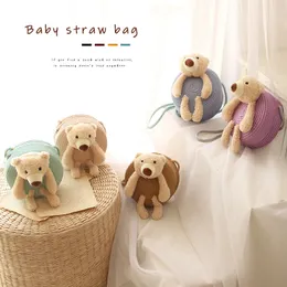 Ryggsäckar 210 år mode härliga spädbarn barn flickor axel väskor enkla tecknad björnstrå bekvämlighet väskor kläder 220915
