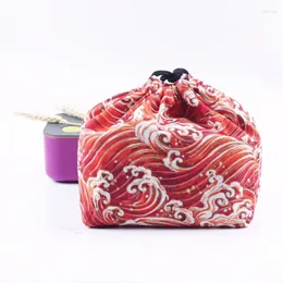 Dinnerware Sets Portable Japanese Lunch Box Bag Woman Bento Student Takeaway Meal Pack Child Drawstring Cloth Pure Cotton Picnic