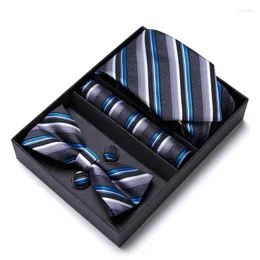 Papi papite marca di design cravatta a filo bowtie hanky gemelli set per uomini in seta cravatta blu cravatta per fazzoletto regalo confezione regalo in forma feste di lavoro vacanza