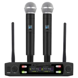 Mikrofonlar Profesyonel UHF Kablosuz Mikrofon Sistemi Elde taşınır Mikrofon Kayıt Partisi Sahne Performansı Singing Mic T220916