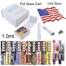 USA Warehouse Cake Full Glass Carts Atomizers Vape Cartridges Packaging 1.0ml 0.8ml Ceramic E Cigarettes Empty Thick Oil 510Thread Vaporizers