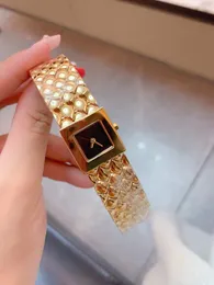 Vintage Stainless Steel Quartz Watch Women Geometric Double Square WristWatch Rose Gold Chain Black Dial Watches Female Clock