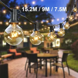 Decorazioni natalizie 7.5m 9m 15m Stringa di luce per esterni Festone Patio Luce Bianco caldo Ghirlanda di Natale Cortile Giardino Ghirlanda Decorazione di nozze Lig 220916