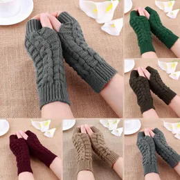 Половина пальцев перчатки для женщин зимние мягкие теплые шерстяные вязаные перчатки мягкие теплые варежки Handschoenen унисекс FY3894