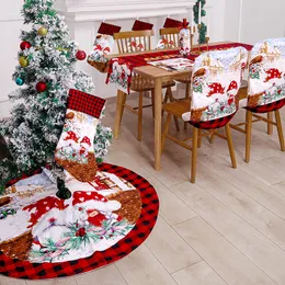 Red e preta Salia de Natal da Árvore de Natal Avental Meias de Natal Conjunto de Tobeira Decorações de Casa