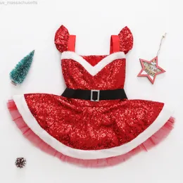 Family Matching Outfits Citgeett Autumn Christmas Matching Kids Baby Girls Fly Sleeve Bodysuit Dress Sequin Mesh Yarn Stitching Jumpsuits Xmas Clothes L220916