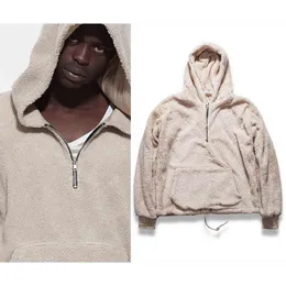 Men's Hoodies Sweatshirts Mens Half Zipper Pullover Fleece Sherpa Hoodies Men Streetwear Cool Fashion Hiphop Urban Clothing Justin Biebers Tyga G220916