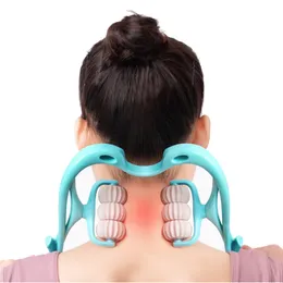 Massaging Neck Pillowws Pressure Point Therapy Manual Neck Massager Six Wheel Necks Clamping Clip Cervical Shoulder Body Massage Roller Health Care 220916