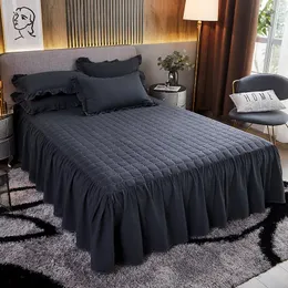 Saia de Cama Preto Rosa Branco Caqui Fios Tingidos Algodão Lavado Fronhas Roupa de Cama Capa de Colchão Colcha Linho Têxteis Domésticos