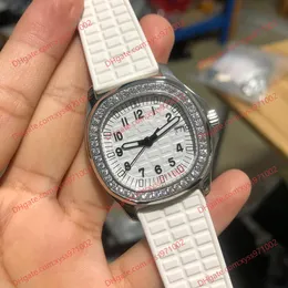 Bayan bileği saat hayat su geçirmez moda elmas izleme doğal kauçuk kayış 35mm beyaz kadran safir cam klasik stil saatler lüks çerçeve 5067a-011