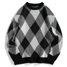 Erkekler Sweaters Ekose Bahar Sonbahar Kış Giysileri Çeken Büyük Boy 3xl Kore Tarzı Sıradan Standart Sakiller 220916