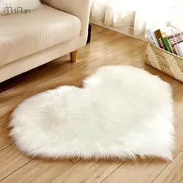 Carpets 16 Colors Artificial Wool Sheepskin Hairy Carpet Love Heart Area Rugs Faux Fur Floor Mat For Living Room Soft Plush Tapetes Home